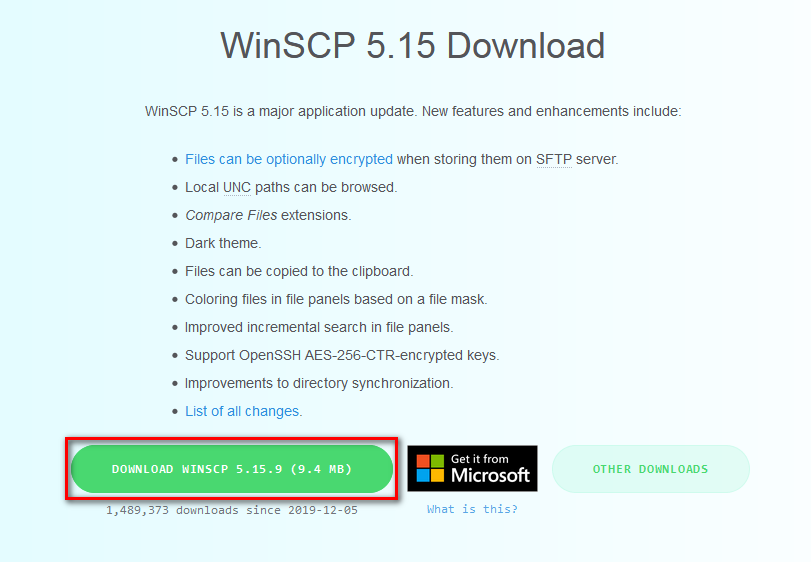 WinSCP下载页面