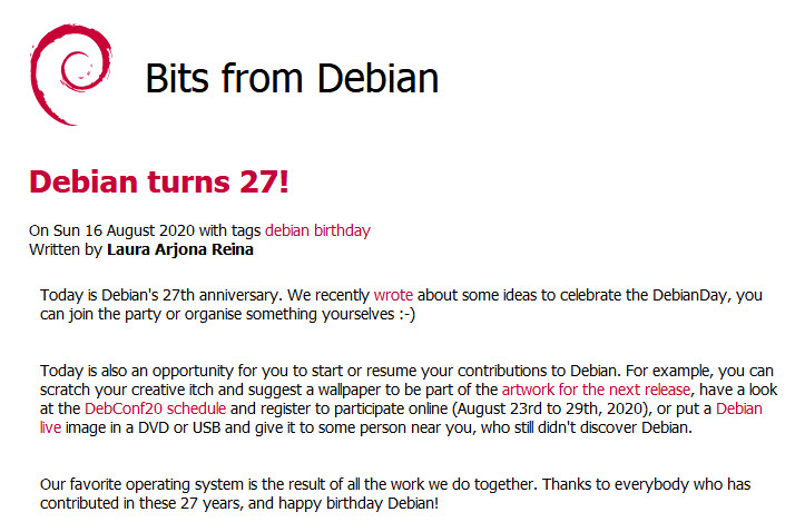 Debian 诞生 27周年!
